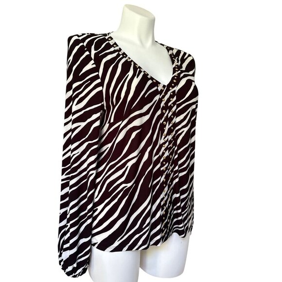 INC International Concepts Zebra Print Studded Top, Black White Women's Size XL - Picture 4 of 11